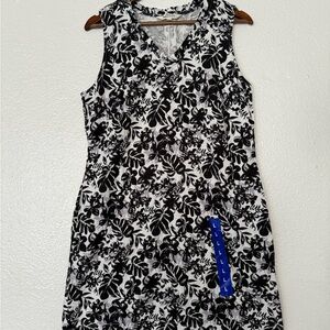 Briggs New York Black and White Floral Midi Dress size L